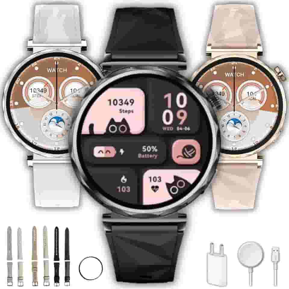 Relógio Smartwatch Feminino Microwear GT5 Mini 2026 Tela 41, GPS, 2 Pulseiras, Bluetooth, IP68 (Preto)