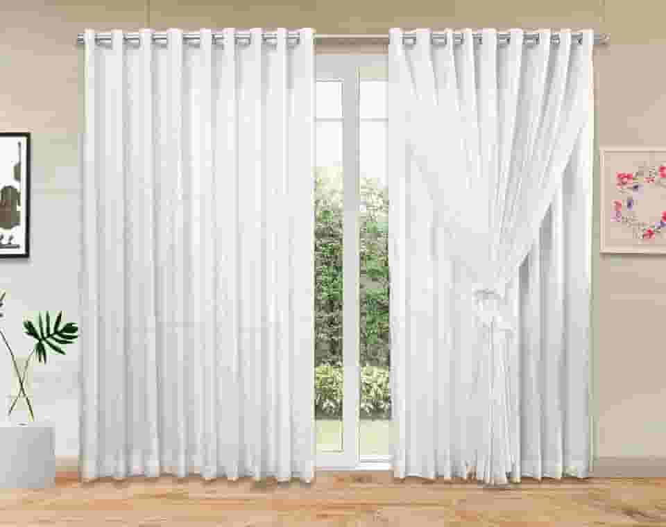 Cortina de Voil com Forro Microfibra 4,00m x 2,70m - Branco