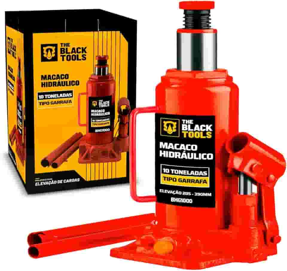 Macaco Hidraulico Garrafa 10 Toneladas Elevação Veículos Caminhão Bhg1000 The Black Tools