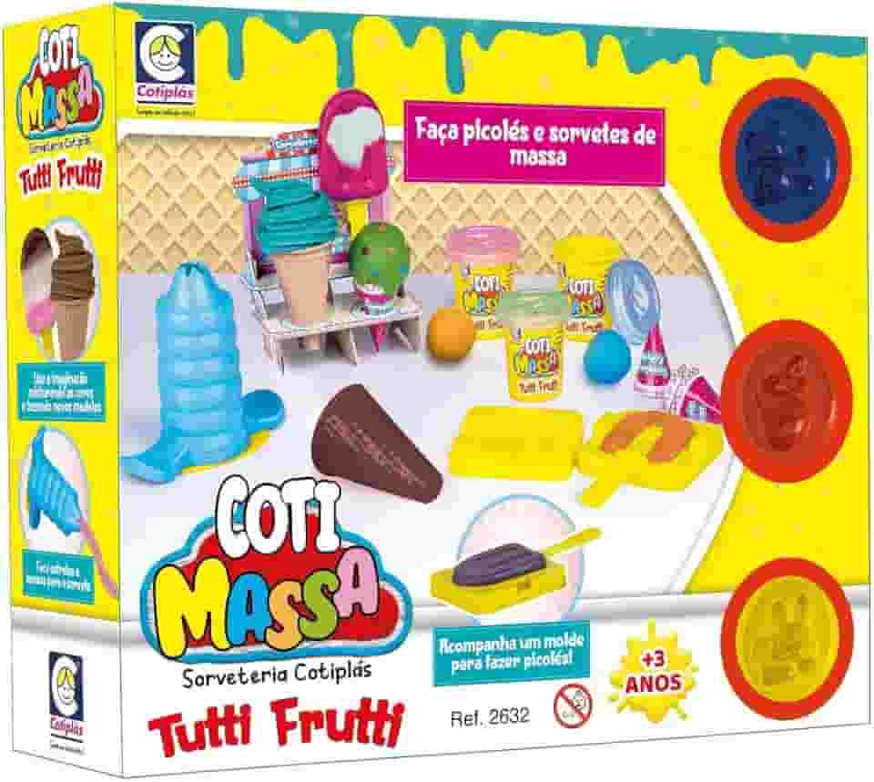 Brinquedo infantil Sorveteria de Massinha Coti Massa Tutti Frutti + Acessórios e Moldes +3 Anos Cotiplas - 2632