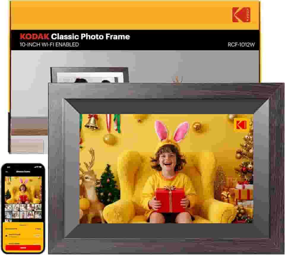KODAK - Moldura digital WiFi de 10,1 polegadas com armazenamento de 32 GB, moldura eletrônica digital inteligente com tela sensível ao toque de 1280 x 800 IPS, rotação automática, compartilhamento