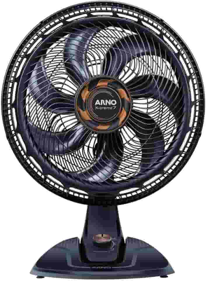Ventilador de Mesa Arno X-TREME 7 Cinza 40cm VE71, 150W, 7 Pás, 3 Velocidades, Oscilação 80º, Power Zone, Modo Noturno Silencioso, 110V
