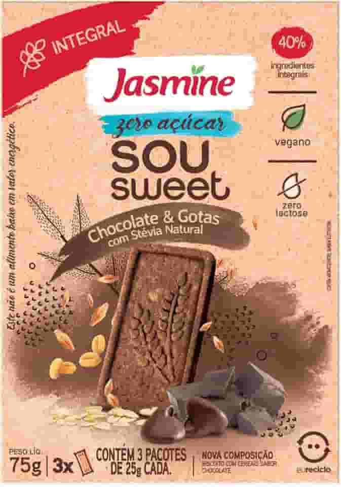 Jasmine Sou Sweet Chocolate com Gotas Integral Zero Açúcar 75g