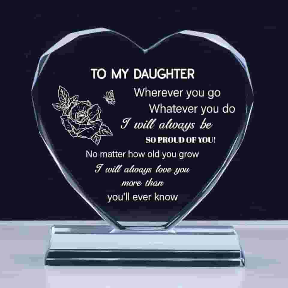 Presentes de filha, presente de aniversário de filha, lembrança de cristal k9 para minha filha, presente de mãe, ideias de presente para filha para aniversário, ação de graças, Natal