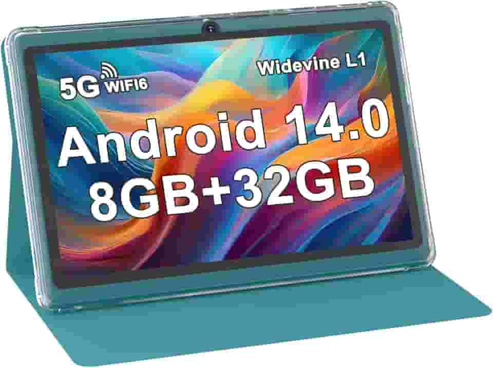 ZZB Tablet de 7 polegadas, Android 14, 8 GB de RAM (4 GB expansível), tablets ROM de 32 GB, suporta 1 TB MicroSD, Widevine L1, câmera dupla, tablet 5G WiFi-6 Android com capa, tablets de 7 polegadas +