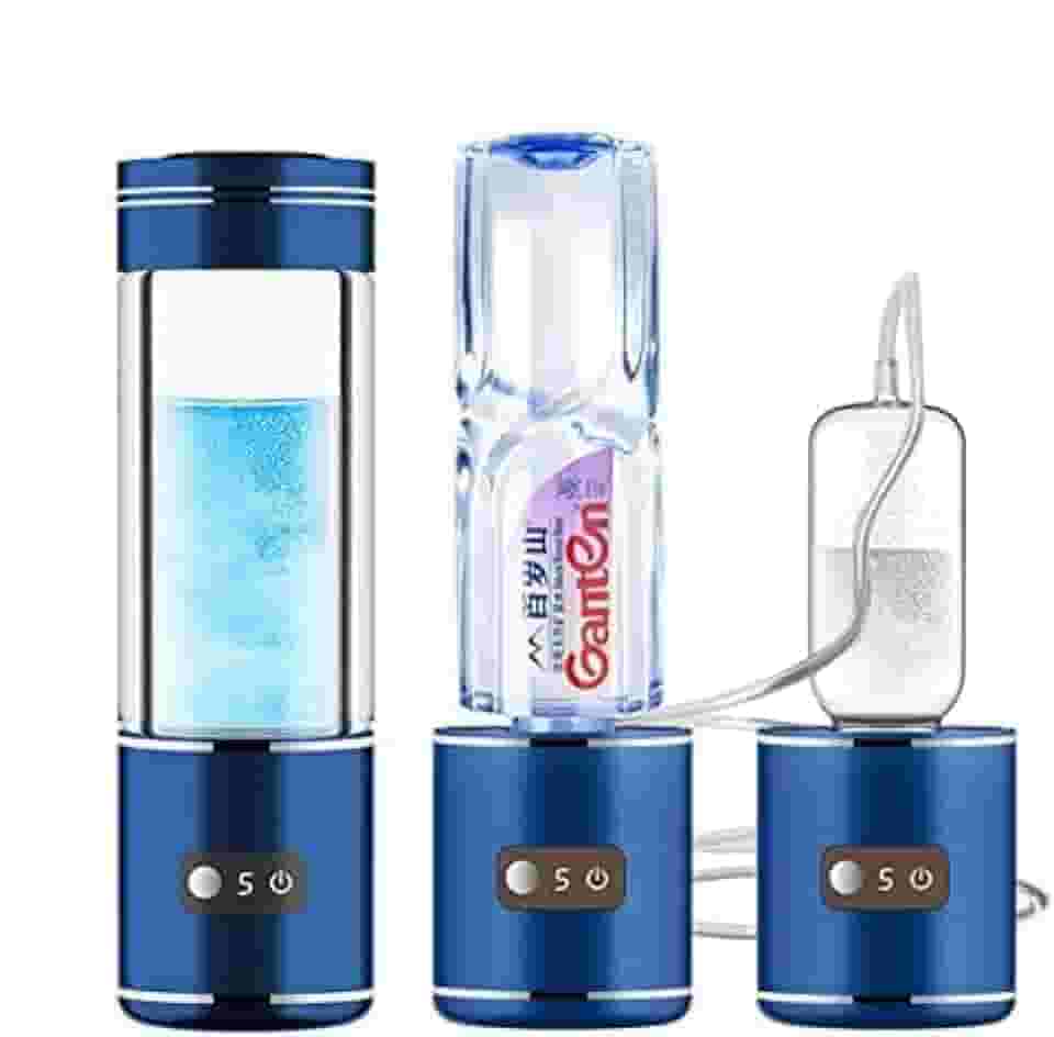 Garrafa de água hidrogenada ionizada gerador de água de hidrogênio 350ml com inalador e adaptador portátil fabricante de garrafa de água alcalina de hidrogênio recarregável garrafa de vidro