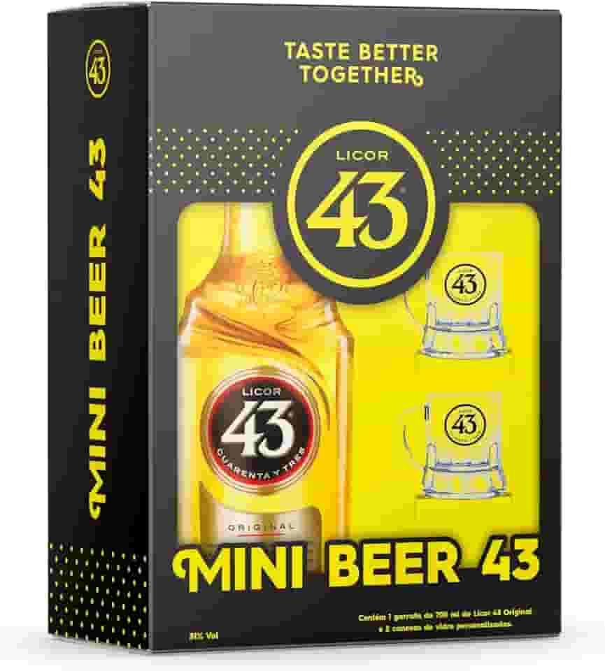 Kit Licor 43 Garrafa 700 ml + 2 Mini Canecas em Vidro