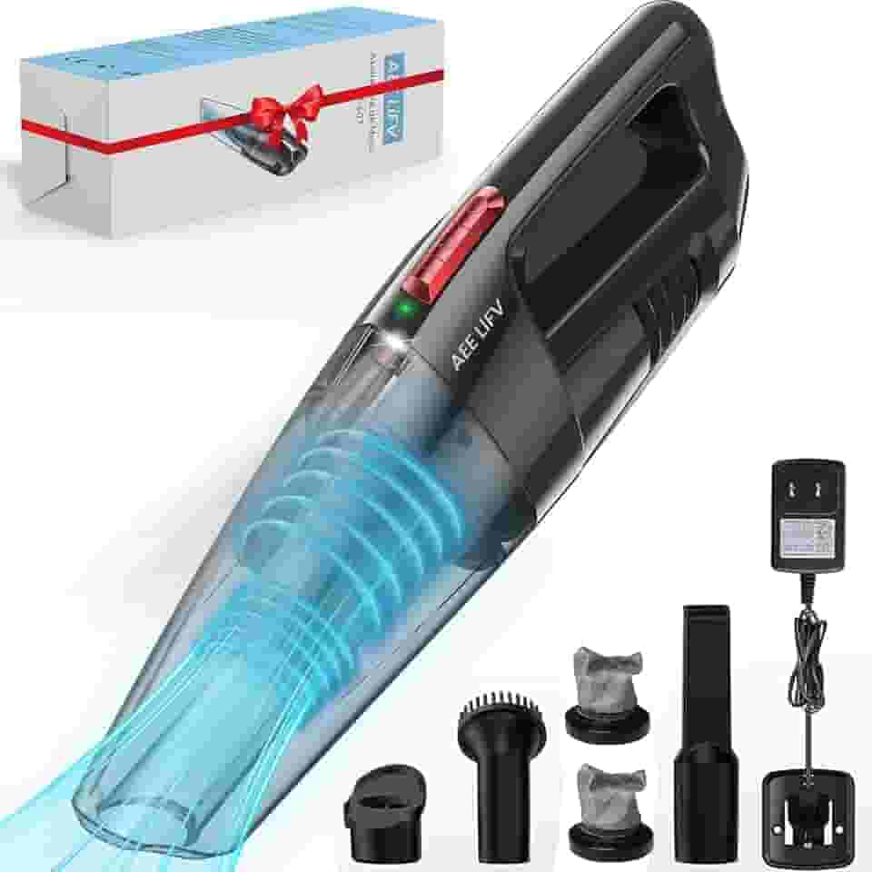 Aspirador de Pó Portátil Sem Fios, 9000PA Sucção Poderosa com Luz LED, Úmido/Seco, Recarregável, para Carros e Casa, com Filtro Duplo Lavável, Preto, 127V