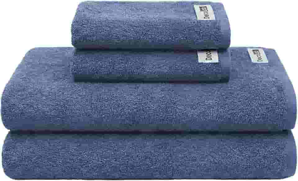 Decolab Jogo de Toalhas Air Light 100% Algodão (Azul-claro e Azul-marinho, 4 Peças)