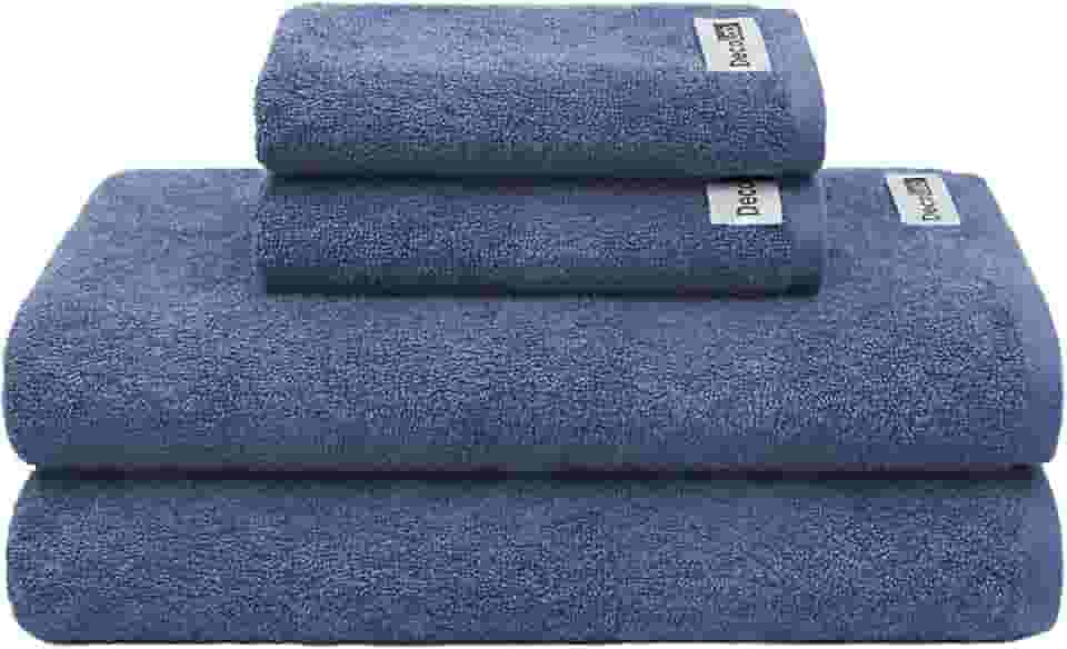 Decolab Jogo de Toalhas Air Light 100% Algodão (Azul-claro e Azul-marinho, 4 Peças)