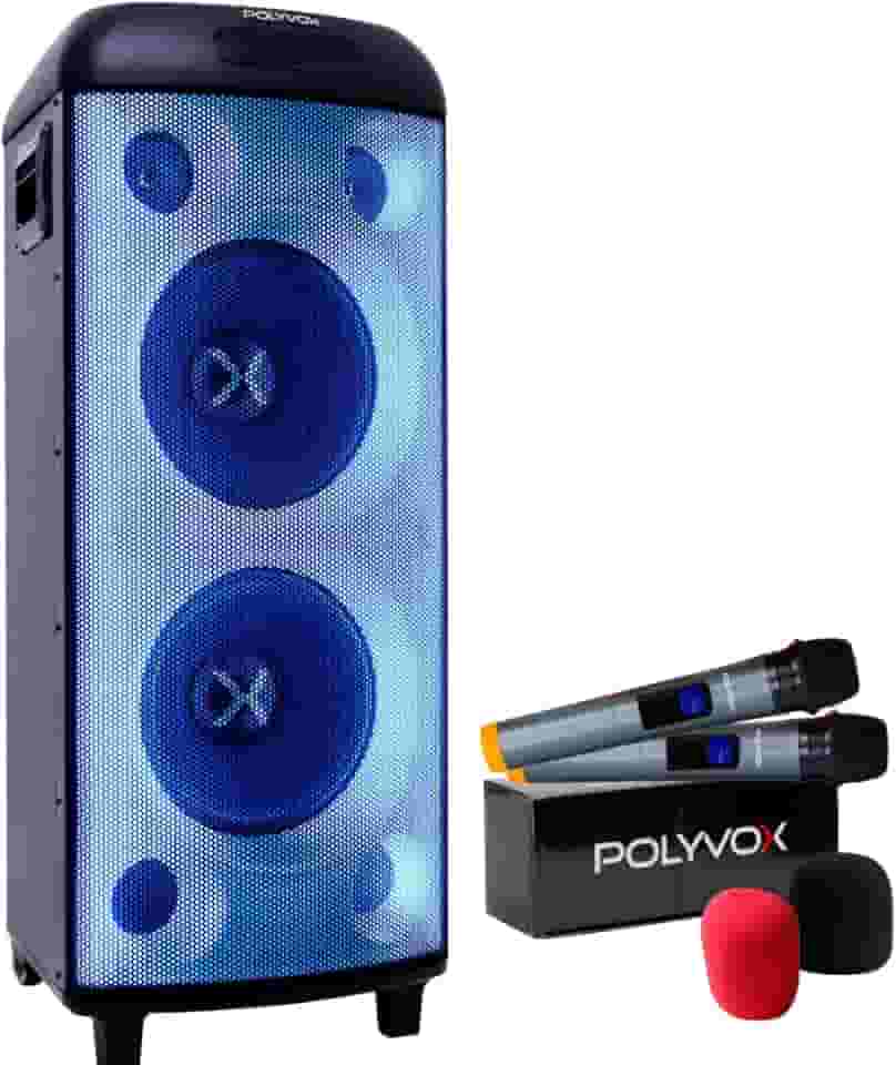 Polyvox, Caixa de Som Amplificada Polyvox Torre XT-990 TWS Bluetooth Full Led 2000W + Microfones sem fio