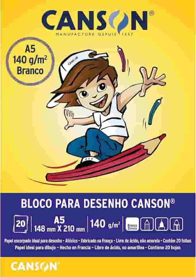 Bloco desenho branco A5 140g - com 20 folhas - Canson
