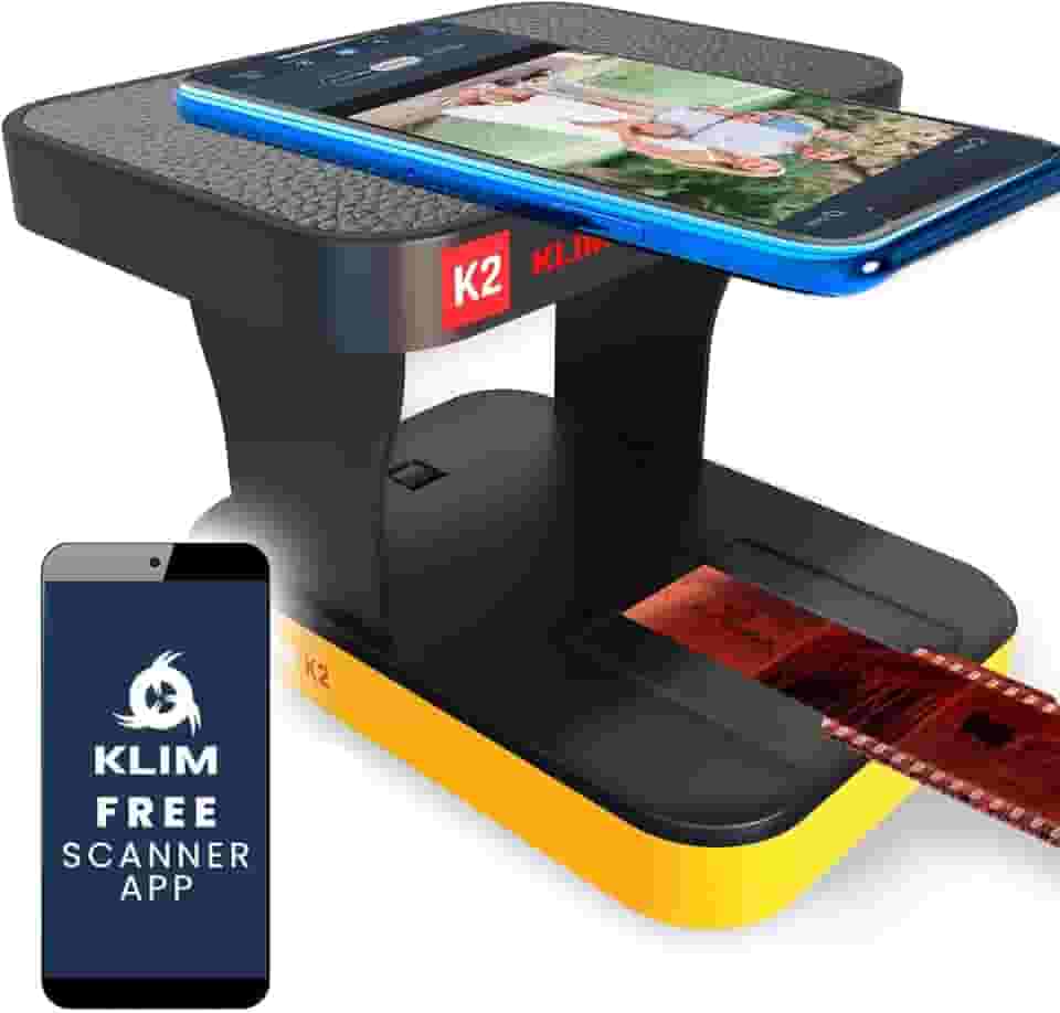 KLIM Digitalizador fotográfico móvel K2 35 mm - Conversão positiva e negativa - Scanner de slides e fotos - Kit essencial de desenvolvimento de cores - Seu próprio serviço para desenvolver negativos