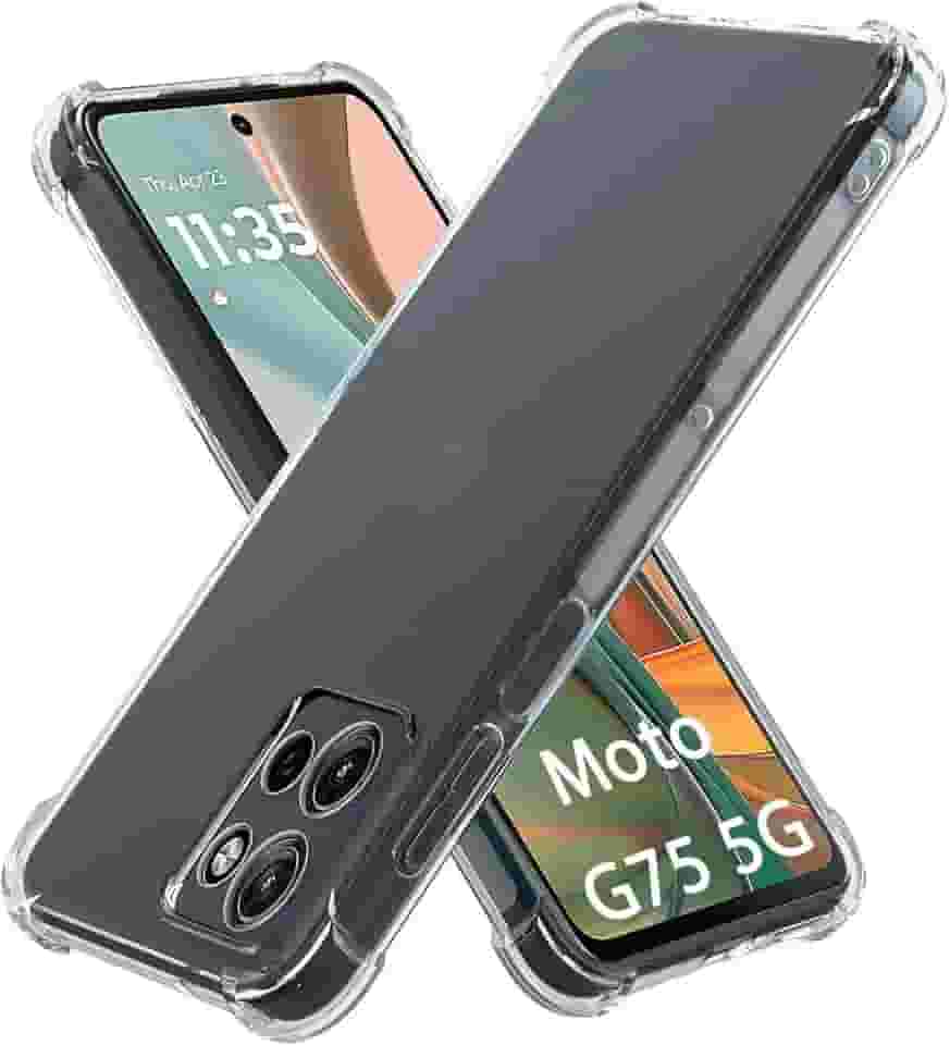 USTIYA Capa para Motorola Moto G75 5G Capa de Uso Resistente, Bumper de Absorção de Choques em TPU Transparente, Protector da Câmera, com Espessamento nas Quatro Pontas da Carcasa.