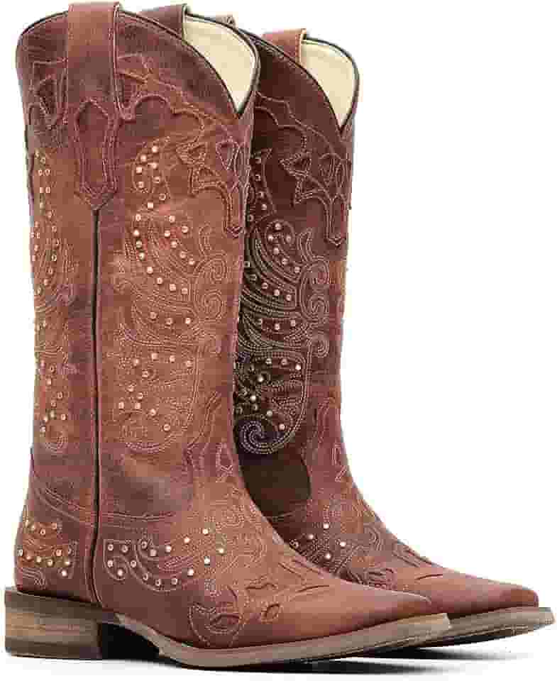 Bota Texana Feminina Vimar Boots com Cano Alto Palmilha com Gel Bordado Fóssil Castanho