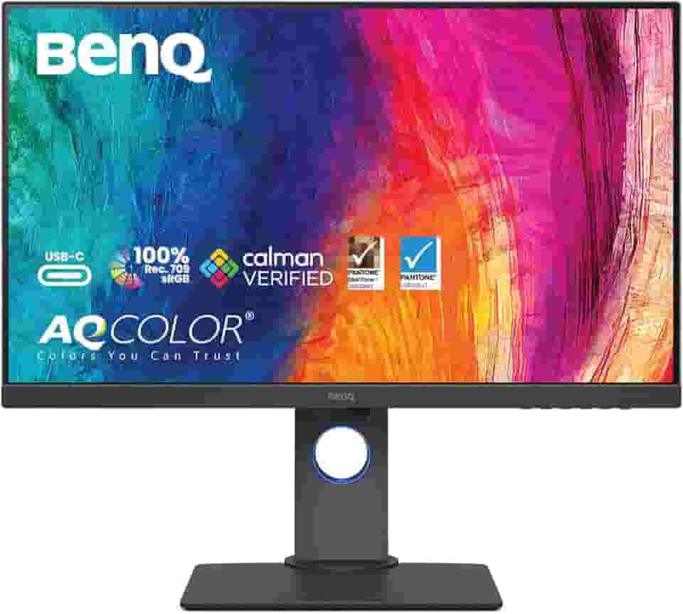 Monitor BenQ PD2705Q QHD com 27", Painel IPS, 100% sRGB e Rec. 709, com Thunderbolt 3 para MacBook, Modo DualView e CAD/CAM, tela Anti-Reflexo, Ajuste de Altura e Brightness Intelligence
