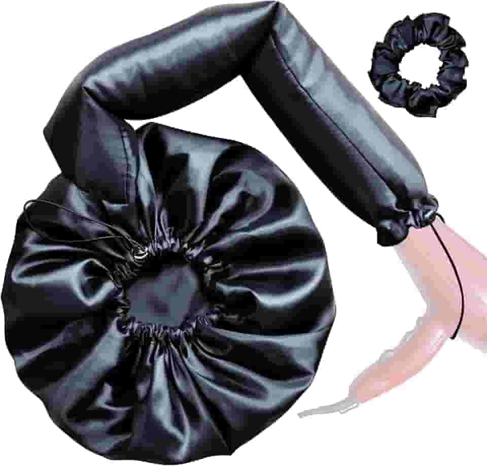 Touca Difusora Cetim Dupla Face Secadora Anti-frizz Seda (Preto)