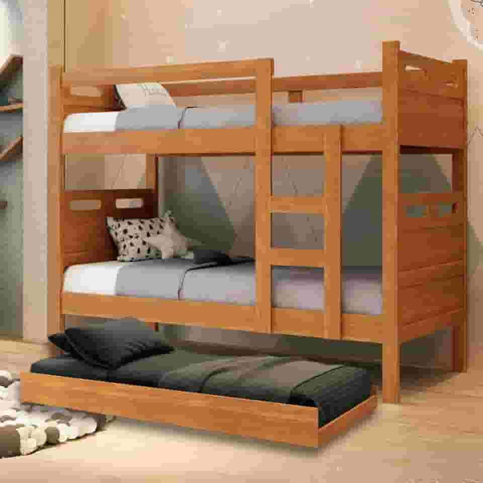 Beliche com Cama Auxiliar Treliche Jaspe Fênix 3 Camas (Nature)