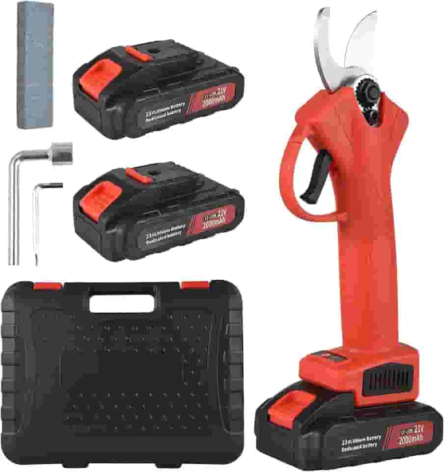 Tesoura Elétrica Sem Fio de Poda 21V Profissional para Podar Árvores Cortador Galhos com Brushless 2 Baterias Recarregáveis Jardinagem Horta e Fazenda