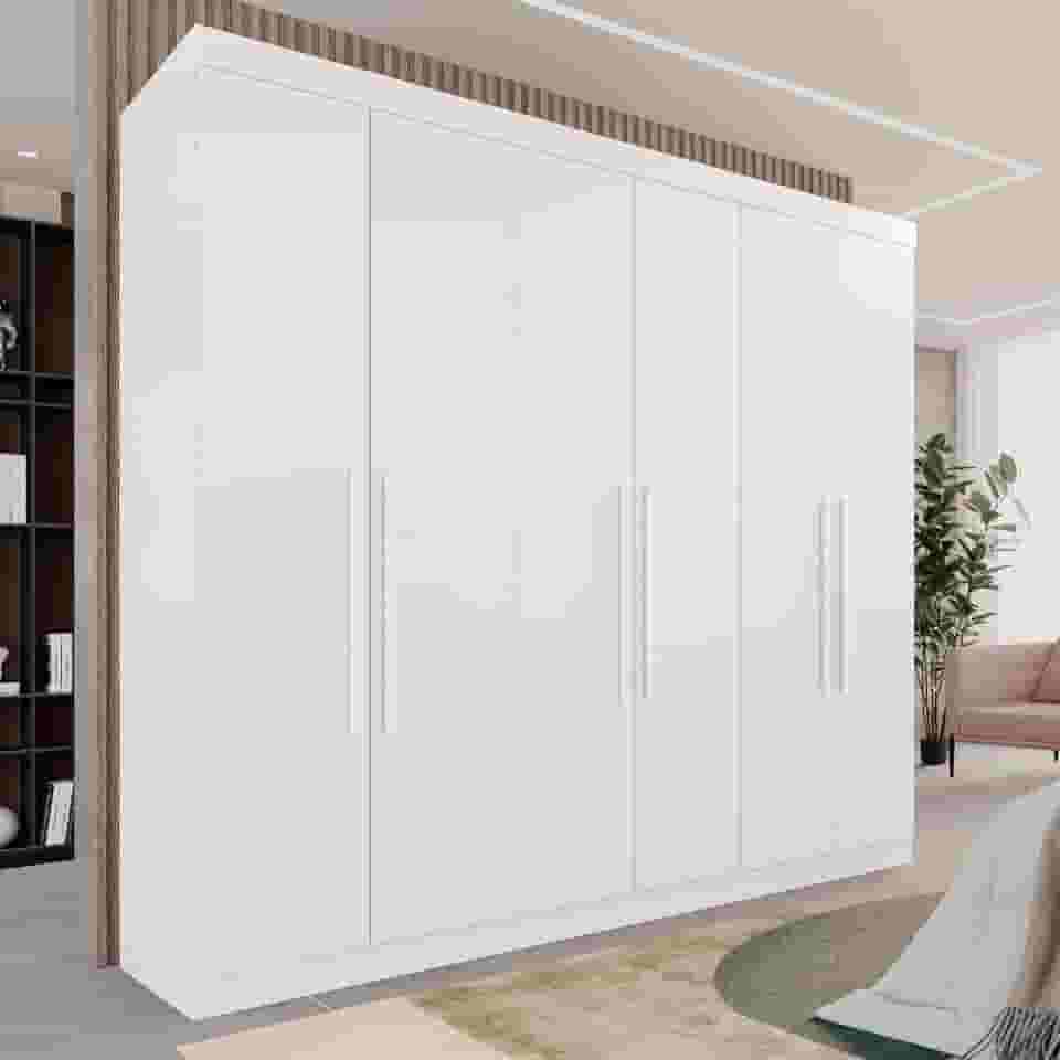 Guarda-roupa Casal 6 Portas 3 Gavetas Roma Espresso Móveis Branco