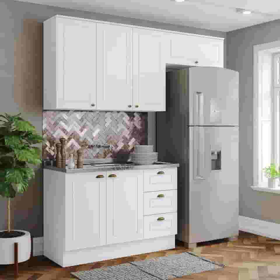 Cozinha Compacta 3 Peças 100% MDF Americana Branco HP