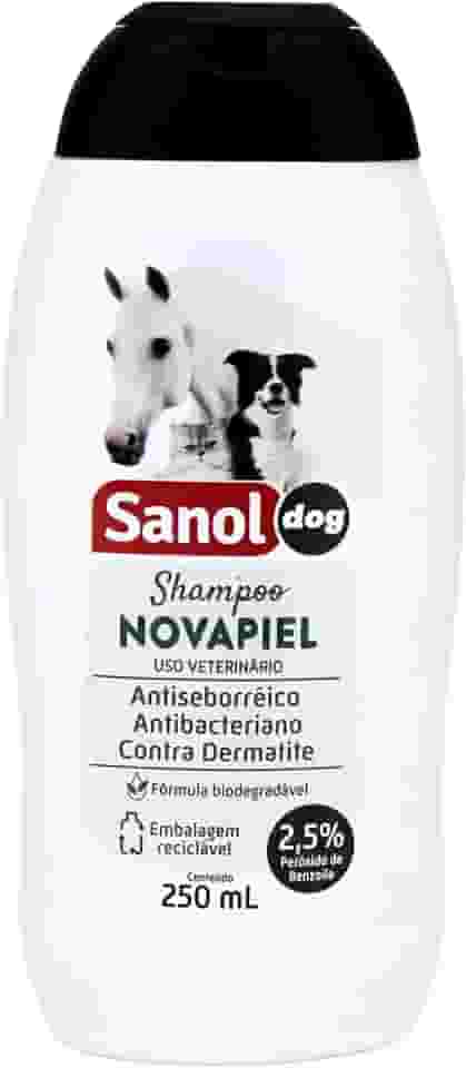 Sanol Dog Shampoo De Pêlos Para Cães / Gatos E Cavalos Novapiel 250 Ml Branco