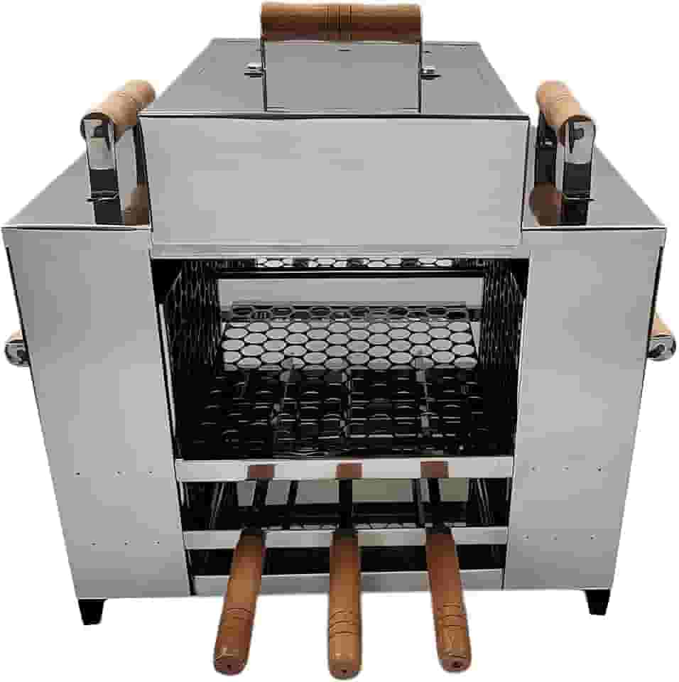 Churrasqueira Ecológica Sem Fumaça Apartamento Grande 3 Andares 2 Grelhas + 3 Espetos Com Tampa a Bafo Bancada Aço Inox