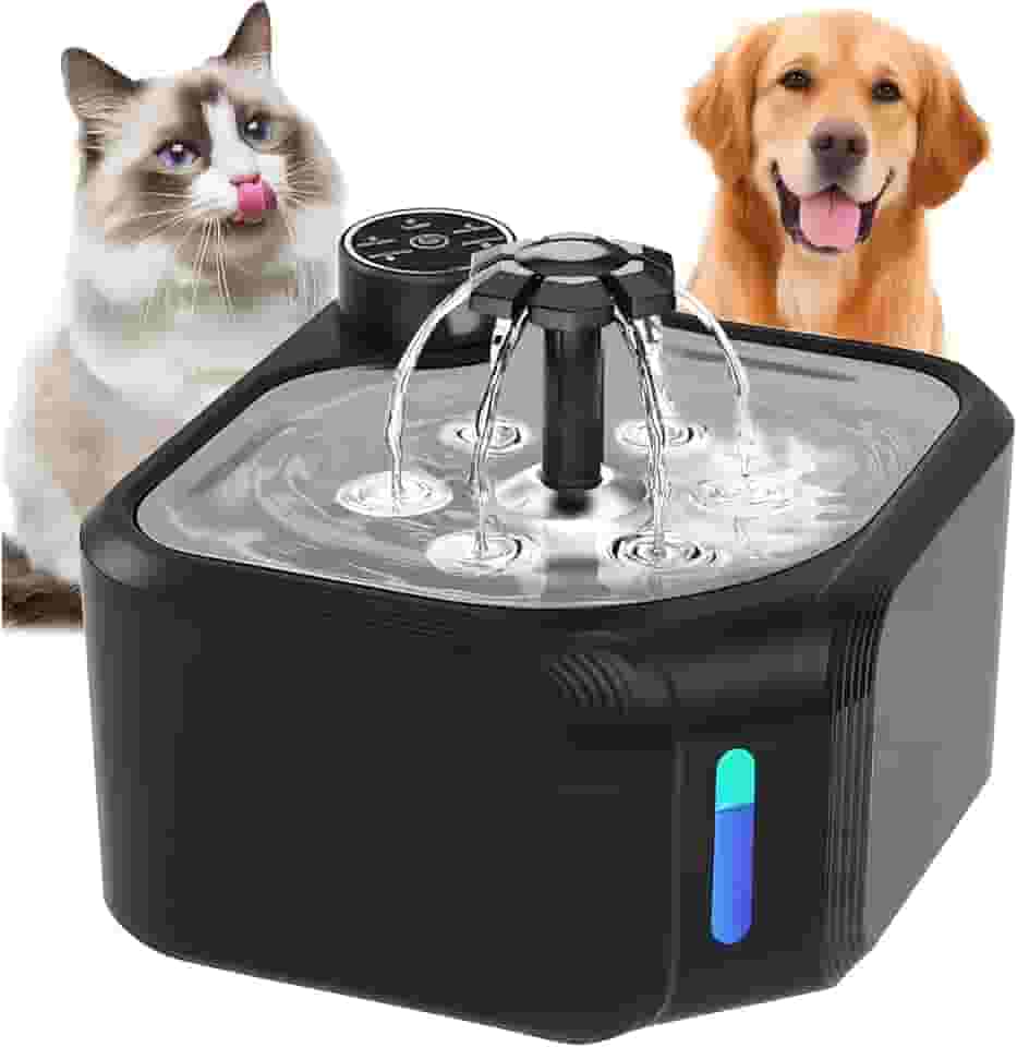 Bebedouro para Gatos e Cães, 2.8 L 304 Fonte Gato Inox Comedouros, Filtragem Automática, Torneira com Sensor Infravermelho, Sem Fio, Tipo-C Recarregável, Seguro e Antiderramamento, Silenciosa, Bivolt