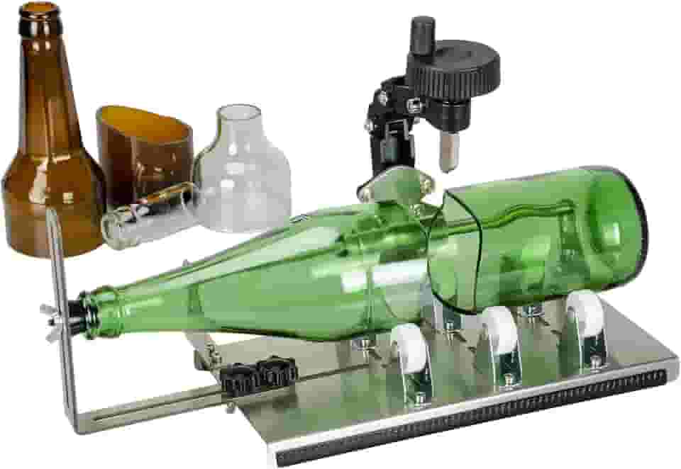 Cortador de garrafa de vidro, kit de corte de vidro atualizado para garrafas redondas e quadradas, ferramentas de artesanato DIY com acessórios completos para cortar cerveja, uísque, vinho,