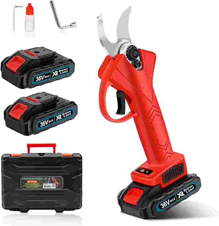 Tesoura de Podar Elétrica a Bateria 36V com Lâmina de Aço Liga, Corte até 25mm, Motor sem Escovas, Bateria Recarregável 5.0Ah, Ideal para Jardim, Arbustos e Plantas