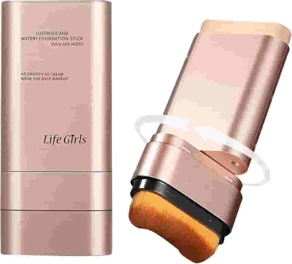 Bastão de base de borracha impecável, bastão de base hidratante coreano com escova embutida, cobertura média a total leve montável para acabamento natural (marfim, 1 peça)