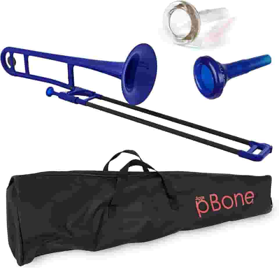 pBone Trombone de plástico pInstrument – Bocal e bolsa de transporte – Leve versátil, aderência confortável – Som autêntico Bb para estudantes e iniciantes – instrumentos infantis – estrutura ABS –