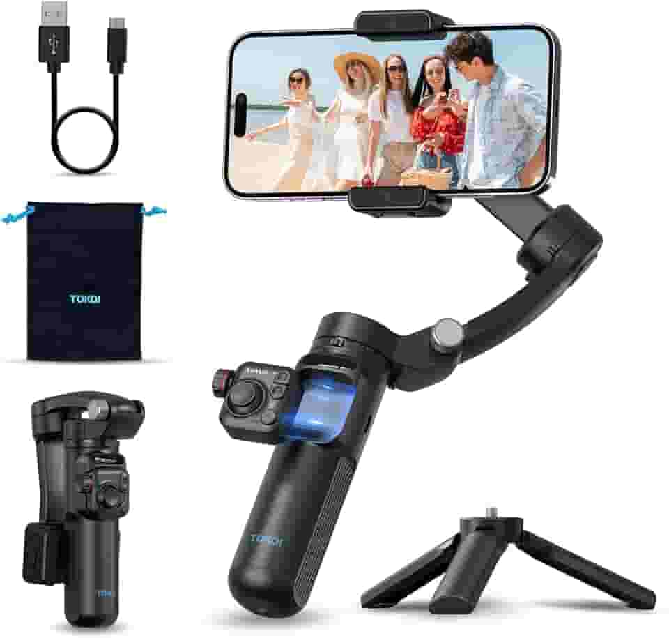 Estabilizador para Celular de Três Eixos, Gimbal Inteligente de IA com Controle Remoto Desmontável, Estabilizador Inteligente Portátil Plegável para Android e iPhone, Ideal para YouTube, TikTok (M02)