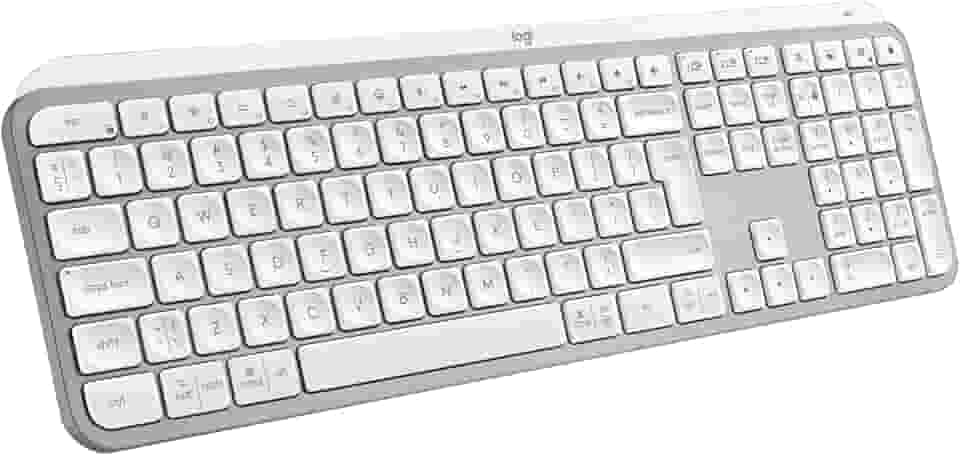 Teclado sem fio Logitech MX Keys S com Clique Silencioso, Teclas Programáveis, Iluminação Inteligente, Conexão Bluetooth ou Receptor USB Logi Bolt e Bateria Recarregável - Cinza Claro