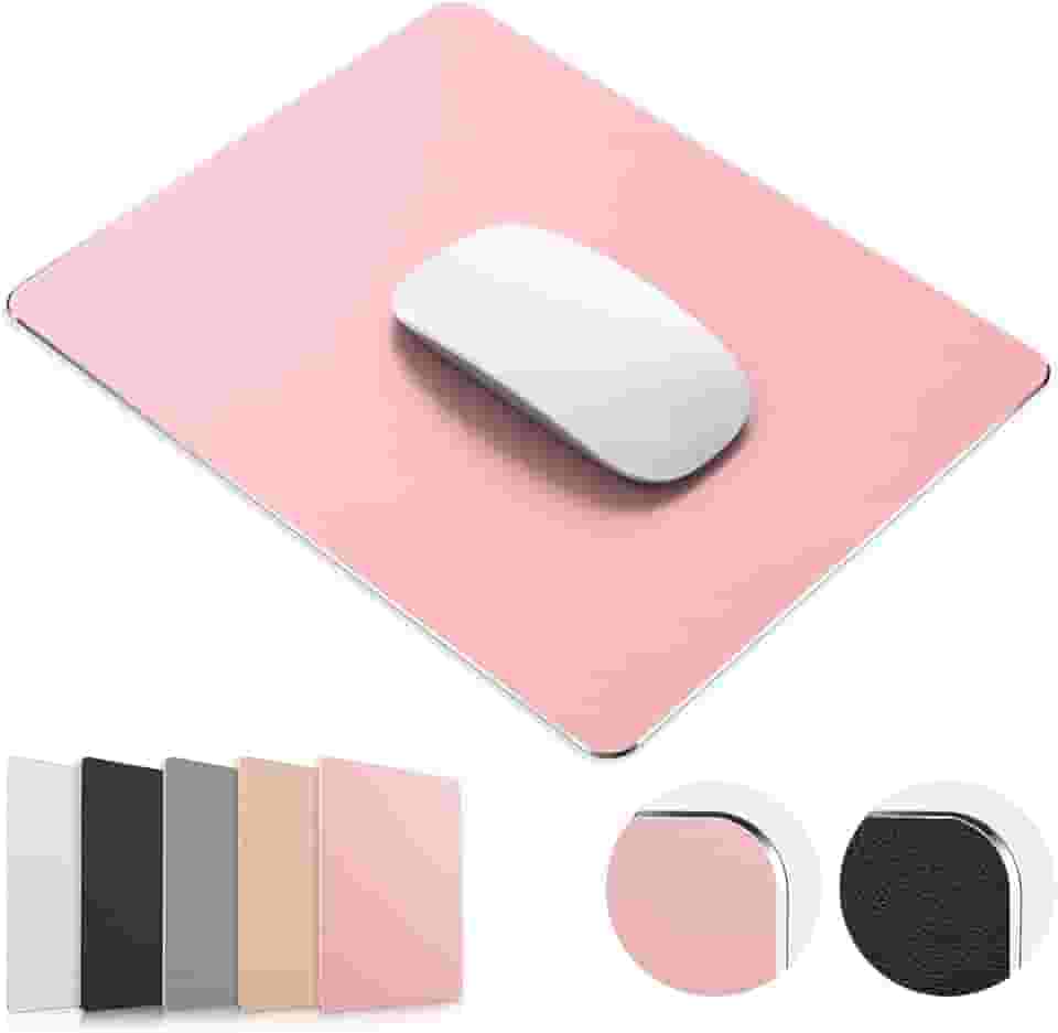Mouse Pad, mouse pad de alumínio de metal rígido ouro rosa, dupla face, impermeável, controle rápido e preciso para escritório, casa e jogos, tamanho pequeno, 22 x 17 cm