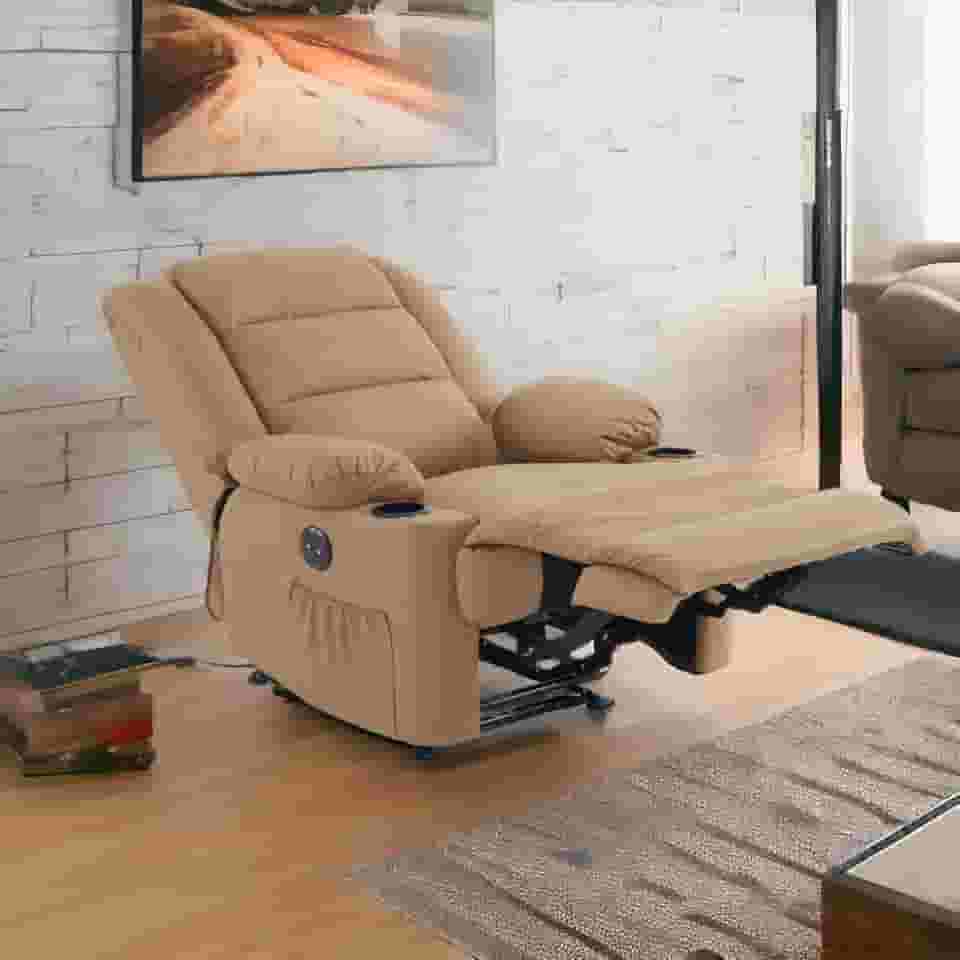 Poltrona do Papai Reclinavel Elétrica Com Entrada USB Corino Premium Caramelo