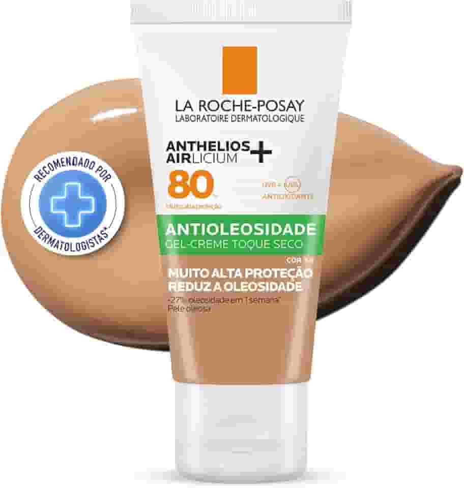 La Roche-Posay, Anthelios Airlicium, Protetor Solar Facial Antioleosidade com Cor, Controle de Oleosidade, Efeito Matte, Toque limpo, Ação anti-transferência da cor, Cobertura