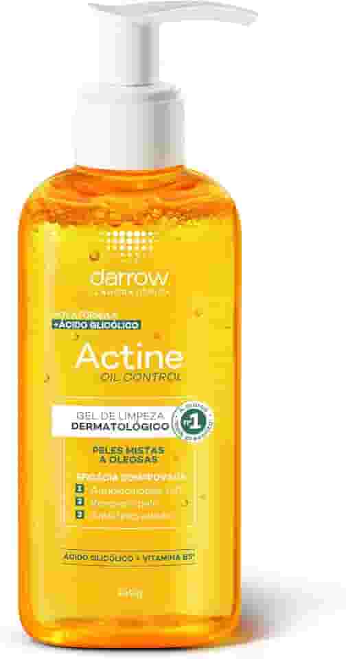 Darrow Actine Oil Control Gel de Limpeza Dermatológico Facial com Ácido Glicólico e Vitamina B5 para Controle da Oleosidade, Pele Matificada Sem Efeito Rebote e Poros Desobstruídos, 140g