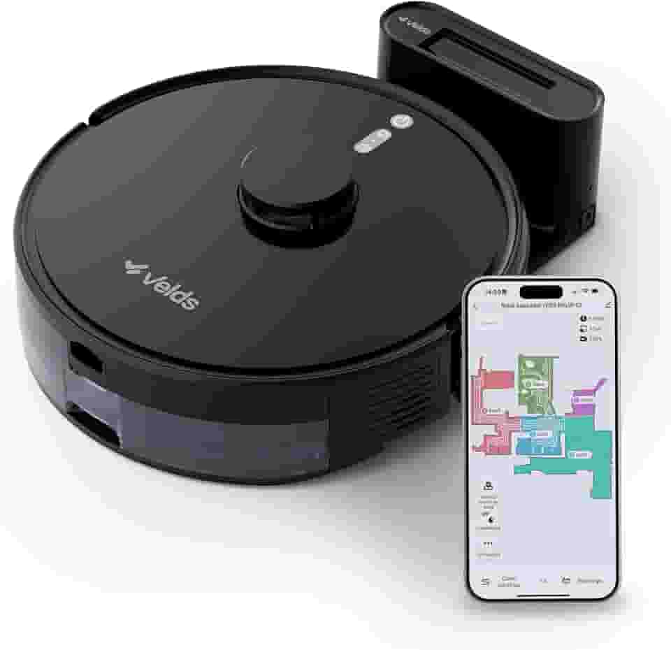 Aspirador de Pó Robô Velds, 3 em 1 - Varre Aspira Passa Pano, Mapeamento Via App, Sensor Antiqueda, Limpeza Multi-superfície, Recarga Automática, Limpeza em Y, Compatível com Alexa e Google, Bivolt