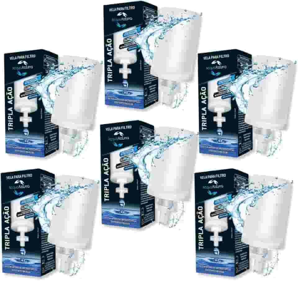 Kit 6 Velas Tripla Ação Com Carvao Ativado Para Filtro Barro Premium Alcalina Universal