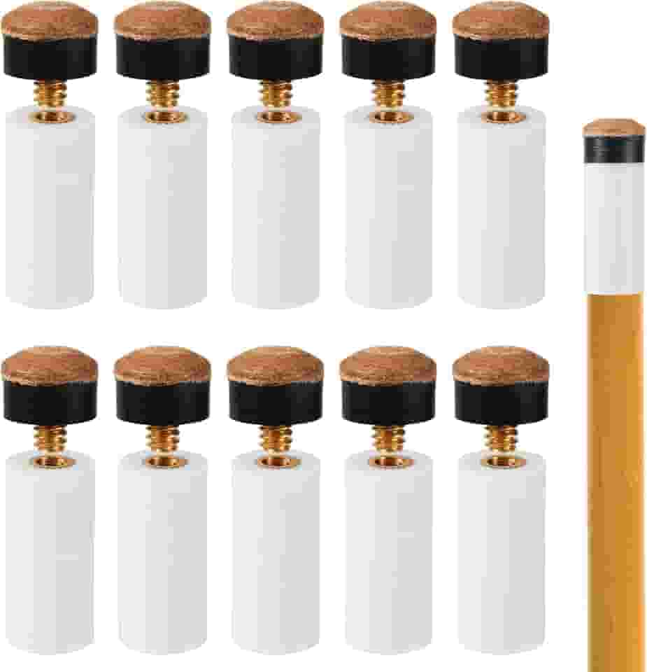 10 pontas de taco de sinuca, pontas de taco de sinuca de 1,2 cm, sem necessidade de cola ou ferramenta, pontas de taco de bilhar para substituição para sinuca e tacos de sinuca