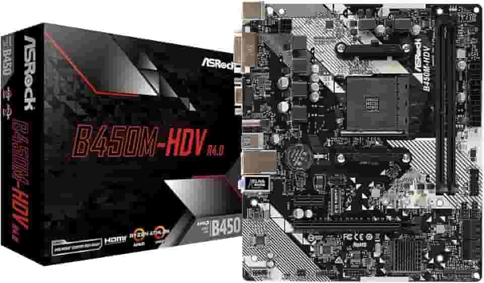 Placa mãe ASRock B450M-HDV R4.0 (AM4/DDR4/HDMI/DVI-D/M.2/6x USB 3.1) - B450M-HDV R4.0