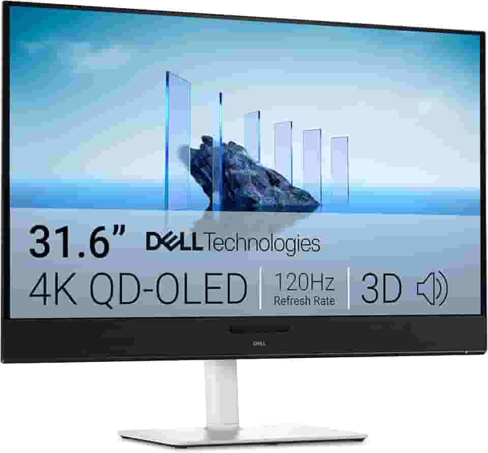 Dell Tela S3225QC 32 Plus 4K QD-OLED – Tela de 31,5 polegadas (3840 x 2160) 120Hz 0,03 ms, áudio espacial 3D aprimorado por IA, ajuste de altura/inclinação/rotação/inclinação – Branco cinza