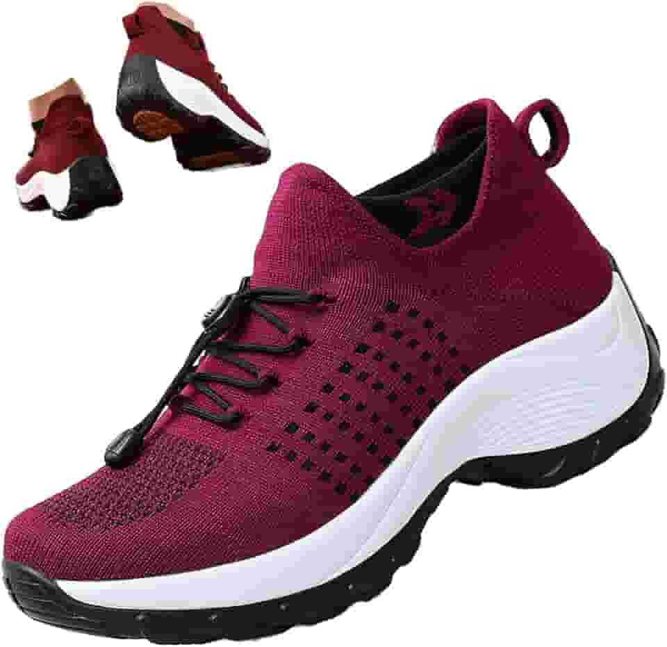 Tênis feminino ortopédico acolchoado elástico confortável Cloud Pro Breathe Mesh Sock Tênis de corrida antiderrapante