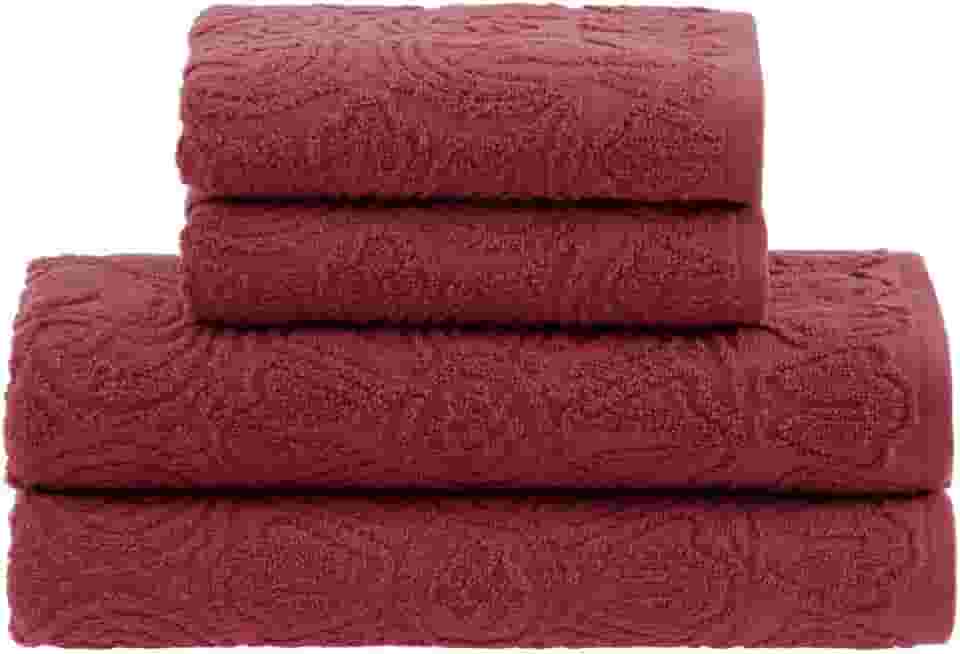 Buddemeyer Jogo de toalhas Florentina Banho Vermelho 4 peças