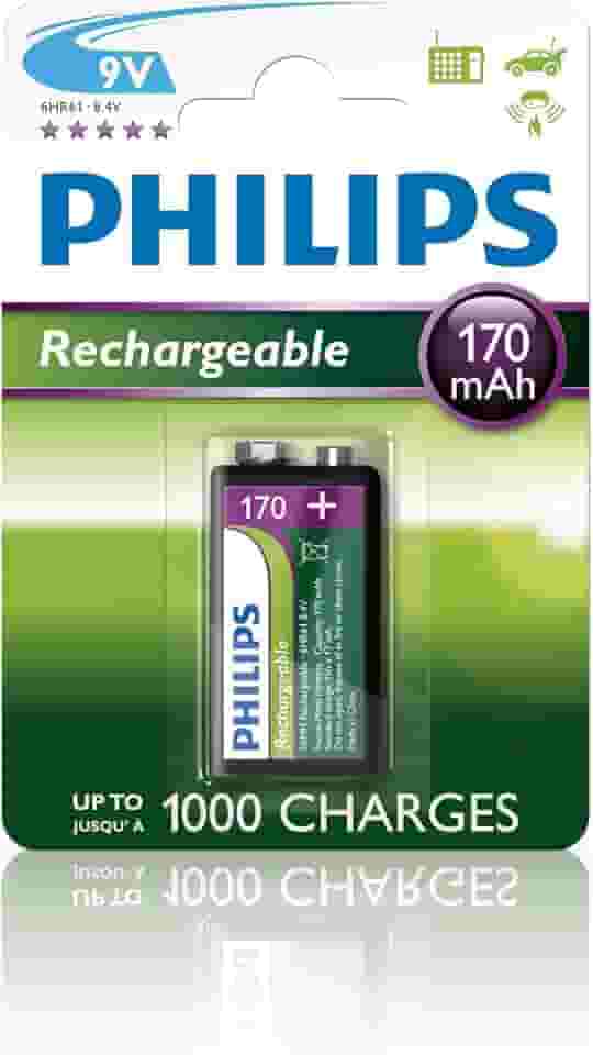 Bateria Recarregável Philips 9v 170mAh 9VB1A17 Microfone Violão Original Ni-Mh
