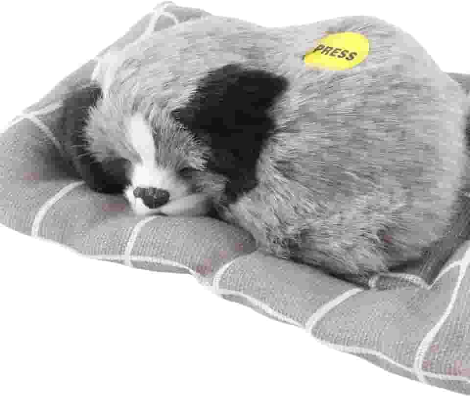 GLOGLOW Itens Decorativos de Mesa Com Som, Cachorro Dormindo Com Almofada, 7,1 X 5,3 Polegadas, para Crianças e Decoração de Casa Brinquedo de Pelúcia para Cachorro Nan (Husky)