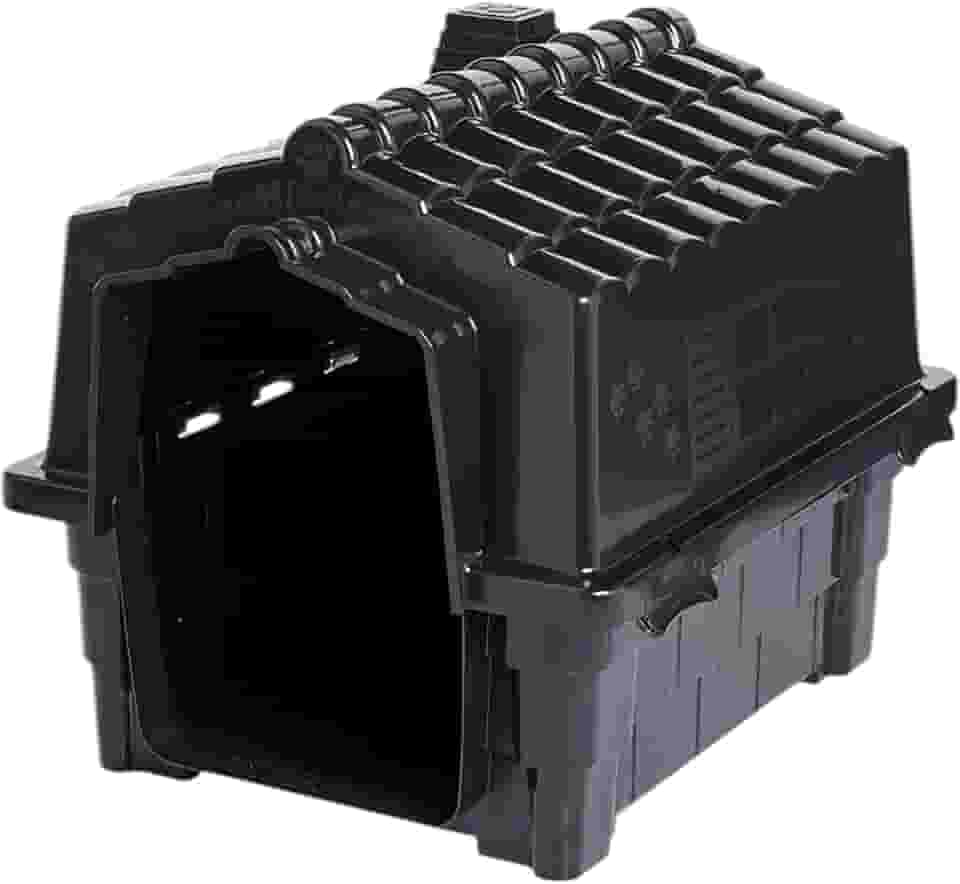 Casinha De Cachorro Plástica Pequeno e Medio Porte Casa Para Pet, Confortável, Desmontável Resistente Com Proteção UV, 8 saídas de ar e 4 pontos para saída de água, Tamanhos N1. N2. N3. (PRETO, N. 1)