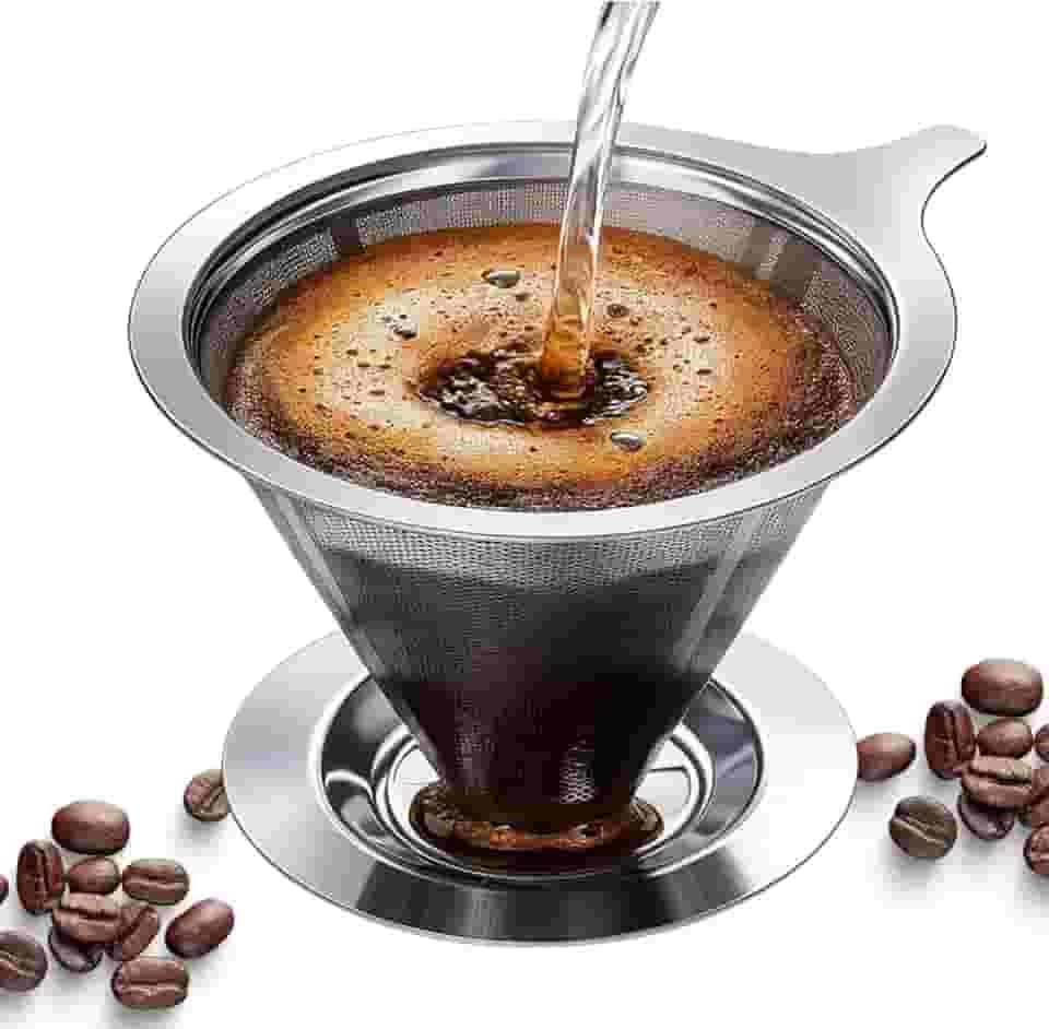 Coador Filtro de Café 103 Inox Reutilizável Sem Uso de Papel e Lavável de Aço Durável para Café Coado Tradicional Artesanal Filtro de Café Resistente Econômico Coador de Café Prático Premium