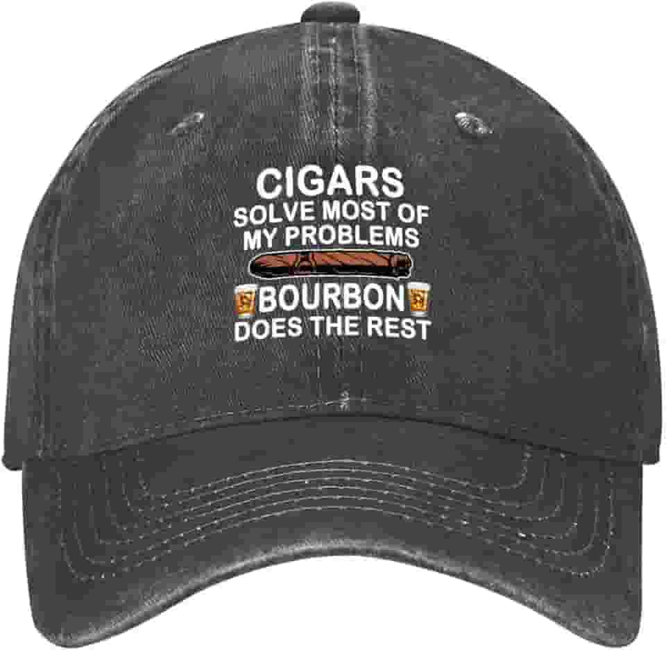 Cigars Solve Most of My Problems Bourbon Does The Rest Boné de beisebol macio de algodão masculino feminino. Chapéu retrô para pai